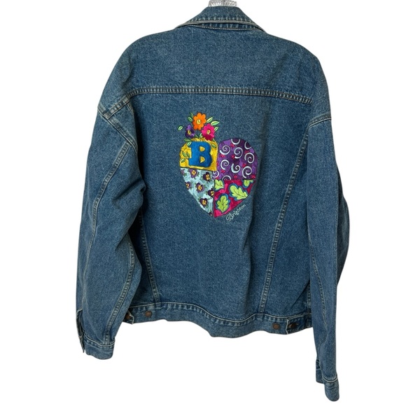 Haleman Jeanswear Jean Jacket Brighton Embroidered Heart Patch XL - Picture 5 of 13